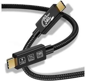 Aomoproing USB 4 Extension 2M Super High Speed 80Gbps Thunderbolt 5 Data Cable 240W Quick Charging 16K Ultra HD Video Connection USB Type-C Cable Aomoproing USB 4 Extension 2M Super High Speed 80Gbps Thunderbolt 5 Data Cable 240W Quick Charging 16K Ultra HD Video Connection USB Type-C Cable