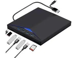 External CD DVD Drive, 7-in-1 Optical External CD/DVD Burner with 4 USB 3.0 Ports SD/TF Reader, USB 3.0 Type C CD DVD ROM +/-RW Player for Laptop for M-a-c-book Windows 10/ 8/7 Linux OS External CD DVD Drive, 7-in-1 Optical External CD/DVD Burner with 4 USB 3.0 Ports SD/TF Reader, USB 3.0 Type C CD DVD ROM +/-RW Player for Laptop for M-a-c-book Windows 10/ 8/7 Linux OS