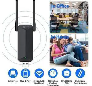 USB WiFi 6 Adapter for PC, AX1800 USB 3.0 Dual Band Wireless Network Adapter with 2.4G/5G High Gain Antenna, 1800Mbps WiFi Dongle USB WiFi Adapter for PC Desktop Laptop Support Windows11/10 (Black) USB WiFi 6 Adapter for PC, AX1800 USB 3.0 Dual Band Wireless Network Adapter with 2.4G/5G High Gain Antenna, 1800Mbps WiFi Dongle USB WiFi Adapter for PC Desktop Laptop Support Windows11/10 (Black)