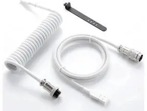 Aomoproing Custom Coiled USB C Cable for Gaming Keyboard, Double-Sleeved Mechanical Keyboard Cable with Detachable Metal Aviator, 1.5M USB-C to USB-A, White Color Aomoproing Custom Coiled USB C Cable for Gaming Keyboard, Double-Sleeved Mechanical Keyboard Cable with Detachable Metal Aviator, 1.5M USB-C to USB-A, White Color