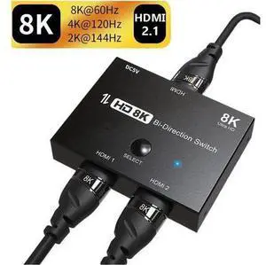 HDMI 2.1 Ultra 8K HD Bi-Directional Switch 8K@60Hz 4K@120Hz 1in 2out, 2in 1out High Speed 48Gbps Splitter Converter Compatible with Xbox PS5 Projectors Monitors HDMI 2.1 Ultra 8K HD Bi-Directional Switch 8K@60Hz 4K@120Hz 1in 2out, 2in 1out High Speed 48Gbps Splitter Converter Compatible with Xbox PS5 Projectors Monitors