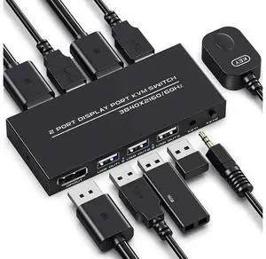 KVM Switch DisplayPort - 2 Port Displayport KVM Switch, Two Computers One Monitor Switch to Share Mouse,Keyboard,Printer,USB and Ultra HD Monitor, Support 4K@60Hz, 2 DP Cable and 2 USB Cable Included KVM Switch DisplayPort - 2 Port Displayport KVM Switch, Two Computers One Monitor Switch to Share Mouse,Keyboard,Printer,USB and Ultra HD Monitor, Support 4K@60Hz, 2 DP Cable and 2 USB Cable Included