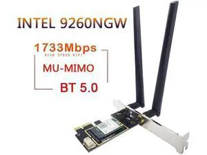 WiFi Card Wireless Bluetooth Adapter Dual Band PCIe Wireless 9260ac 1730Mbps MU-MIMO WiFi PCI-E 1X Card BT 5.0 WiFi Card Wireless Bluetooth Adapter Dual Band PCIe Wireless 9260ac 1730Mbps MU-MIMO WiFi PCI-E 1X Card BT 5.0