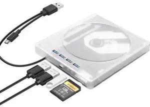 AUTYUE 7 in 1 External CD DVD Drive for Laptop with 4 USB Ports and TF/SD Card Slots, USB 3.0 Portable CD/DVD Disk Drive Player CD DVD Burner Reader Writer for Laptop PC Windows 11/10/8/7 Linux OS AUTYUE 7 in 1 External CD DVD Drive for Laptop with 4 USB Ports and TF/SD Card Slots, USB 3.0 Portable CD/DVD Disk Drive Player CD DVD Burner Reader Writer for Laptop PC Windows 11/10/8/7 Linux OS