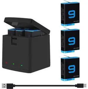 Hero 11 / Hero 10 / Hero 9 Replacement Batteries 3-Pack and 3-Channel USB Charger Compatible with GoPro Hero 11 Black / Hero 10 Black / Hero 9 Black (Fully Compatible with GoPro Hero11 / Hero10 / Hero Hero 11 / Hero 10 / Hero 9 Replacement Batteries 3-Pack and 3-Channel USB Charger Compatible with GoPro Hero 11 Black / Hero 10 Black / Hero 9 Black (Fully Compatible with GoPro Hero11 / Hero10 / Hero