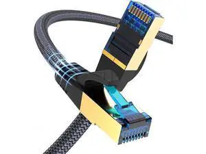 Cat 8 Ethernet Cable 100ft, Outdoor, Indoor Nylon Braided Cat 8 Cable, Heavy Duty 26AWG 40Gbps, 2000MHz, S/FTP Patch Cord for Xbox, POE, PS5, Router Cat 8 Ethernet Cable 100ft, Outdoor, Indoor Nylon Braided Cat 8 Cable, Heavy Duty 26AWG 40Gbps, 2000MHz, S/FTP Patch Cord for Xbox, POE, PS5, Router