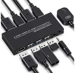 KVM Switch DisplayPort - 2 Port Displayport KVM Switch, Two Computers One Monitor Switch to Share Mouse,Keyboard,Printer,USB and Ultra HD Monitor, Support 4K@60Hz, 2 DP Cable and 2 USB Cable Included KVM Switch DisplayPort - 2 Port Displayport KVM Switch, Two Computers One Monitor Switch to Share Mouse,Keyboard,Printer,USB and Ultra HD Monitor, Support 4K@60Hz, 2 DP Cable and 2 USB Cable Included