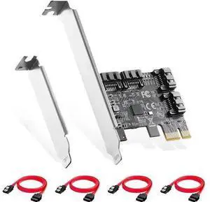 Aomoproing PCIE X1 to SATA Card 4 Port, 6Gbps SATA 3.0 Controller, Includes 4 SATA Cables and Low Profile Bracket, for Windows 10/11 Aomoproing PCIE X1 to SATA Card 4 Port, 6Gbps SATA 3.0 Controller, Includes 4 SATA Cables and Low Profile Bracket, for Windows 10/11