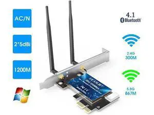 1200M WiFi PCI Express Adapter Dual Band 5GHz/2.4GHz Wireless Bluetooth PCI-E Network Card Adapter for PC Desktop Windows 10 1200M WiFi PCI Express Adapter Dual Band 5GHz/2.4GHz Wireless Bluetooth PCI-E Network Card Adapter for PC Desktop Windows 10