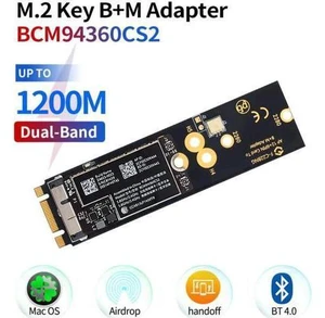 Wireless BCM94360CS2 PCIE BT2 12+6 Pin Bluetooth WiFi Card Module to M.2 NGFF Key B+M Adapter for Mac OS Wireless BCM94360CS2 PCIE BT2 12+6 Pin Bluetooth WiFi Card Module to M.2 NGFF Key B+M Adapter for Mac OS
