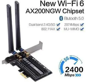 3000Mbps Wifi 6 Intel AX200 PCIe Wireless Wifi Network Adapter Wi-Fi Card 2.4G/5Ghz 802.11ac/ax Bluetooth 5.1 For PC Desktop 3000Mbps Wifi 6 Intel AX200 PCIe Wireless Wifi Network Adapter Wi-Fi Card 2.4G/5Ghz 802.11ac/ax Bluetooth 5.1 For PC Desktop