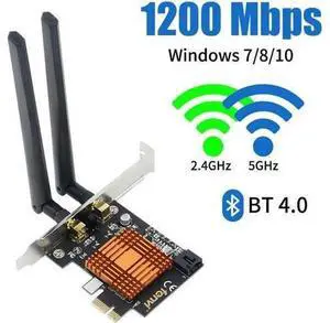 Dual Band AC 1200Mbps Wireless Bluetooth WiFi Card WiFi PCIe Network Adapter 5GHz/2.4GHz PCI Express Network Wlan BT4.0 Dual Band AC 1200Mbps Wireless Bluetooth WiFi Card WiFi PCIe Network Adapter 5GHz/2.4GHz PCI Express Network Wlan BT4.0