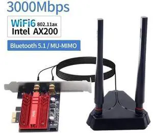 3000Mbps Wifi 6 Intel AX200 PCIe Wireless Wifi Network Adapter Wi-Fi Card 2.4G/5Ghz 802.11ac/ax Bluetooth 5.1 For PC Desktop 3000Mbps Wifi 6 Intel AX200 PCIe Wireless Wifi Network Adapter Wi-Fi Card 2.4G/5Ghz 802.11ac/ax Bluetooth 5.1 For PC Desktop