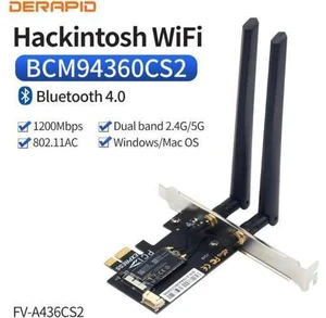Dual Band BCM94360CS2 1200Mbps 802.11ac WiFi Bluetooth 4.0 AC1200 PCIE Wireless Adapter MacOS Hackintosh Dekstop PC Dual Band BCM94360CS2 1200Mbps 802.11ac WiFi Bluetooth 4.0 AC1200 PCIE Wireless Adapter MacOS Hackintosh Dekstop PC