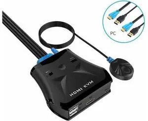 2 Port HDMI USB KVM Switch Manual Push Button with Wired Remote Control Key and Original Cable MT-201HL 2 Port HDMI USB KVM Switch Manual Push Button with Wired Remote Control Key and Original Cable MT-201HL