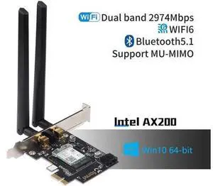 Desktop Wi-Fi 6 PCI-E Wireless Adapter 2.4Gbps 2.4G/5Ghz 802.11ac/ax Bluetooth 5.0 AX200NGW Wifi Card For Intel AX200 MU-MIMO Desktop Wi-Fi 6 PCI-E Wireless Adapter 2.4Gbps 2.4G/5Ghz 802.11ac/ax Bluetooth 5.0 AX200NGW Wifi Card For Intel AX200 MU-MIMO