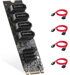 Aomoproing M.2 to SATA Card 4 Port, 6Gbps SATA 3.0 Controller, Includes 4 SATA Cables, for Windows 10/11 Aomoproing M.2 to SATA Card 4 Port, 6Gbps SATA 3.0 Controller, Includes 4 SATA Cables, for Windows 10/11