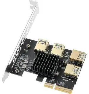 Aomoproing PCI Express Multiplier Riser Card - PCI-E 4X to External 4 PCI-E USB 3.0 Converter Adapter Card for Bitcoin ETH Mining Miner Device Aomoproing PCI Express Multiplier Riser Card - PCI-E 4X to External 4 PCI-E USB 3.0 Converter Adapter Card for Bitcoin ETH Mining Miner Device