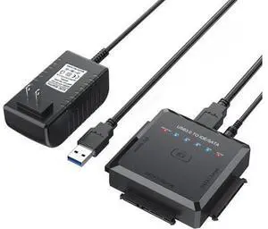 SATA/IDE to USB 3.0 Adapter, Hard Drive Adapter Cable for Universal 2.5/3.5 Inch IDE/SATA w/One Touch Backup, External Hard Drive Reader for 2.5" 3.5" SSD HDD CD/DVD Optical Drives w/12V/2A Adapter SATA/IDE to USB 3.0 Adapter, Hard Drive Adapter Cable for Universal 2.5/3.5 Inch IDE/SATA w/One Touch Backup, External Hard Drive Reader for 2.5" 3.5" SSD HDD CD/DVD Optical Drives w/12V/2A Adapter