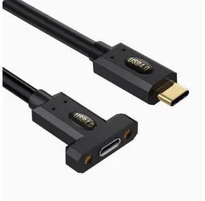 USB4 :TYPE-C male straight head turn Type-C female strap ears fixed panel extension cable 8K60HZ Lightning Multi-function 240W 1m USB4 :TYPE-C male straight head turn Type-C female strap ears fixed panel extension cable 8K60HZ Lightning Multi-function 240W 1m