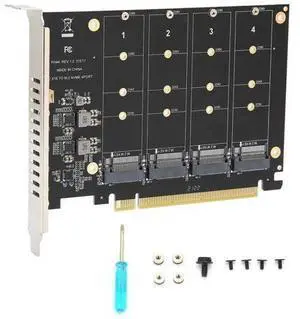 Aomoproing M.2 PCIE Adapter Card, 4 Port M.2 NVMe SSD to PCIE X16 M Key Hard Drive Converter Reader Expansion Card PC Internal Expansion Card Pcie Nvme Adapter (ph44) Aomoproing M.2 PCIE Adapter Card, 4 Port M.2 NVMe SSD to PCIE X16 M Key Hard Drive Converter Reader Expansion Card PC Internal Expansion Card Pcie Nvme Adapter (ph44)