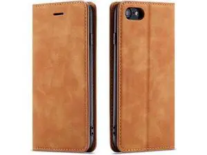 for iPhone 16e Case, Premium PU Leather Cover TPU Bumper with Card Holder Kickstand Hidden Magnetic Adsorption Shockproof Flip Wallet Cover Brown for iPhone 16e Case, Premium PU Leather Cover TPU Bumper with Card Holder Kickstand Hidden Magnetic Adsorption Shockproof Flip Wallet Cover Brown