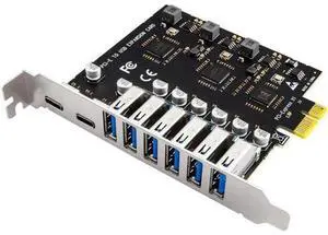 USB 3.2 Card PCIe X1 To USB Gen1 5Gbps 8 Port (6 USB A +2 Type C) Chip VL805+NEC720210 Converter Adapter Expansion PCIE Splitter USB 3.2 Card PCIe X1 To USB Gen1 5Gbps 8 Port (6 USB A +2 Type C) Chip VL805+NEC720210 Converter Adapter Expansion PCIE Splitter