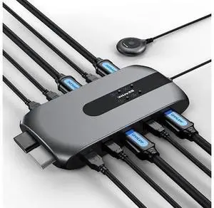 KVM Switch HDMI 4 Port Box, USB KVM Switch for 4 Computers Share One Keyboard Mouse and HD Monitor, 4 in 1 Out HDMI KVM Switch, Support UHD 4K (3840x2160) KVM Switch HDMI 4 Port Box, USB KVM Switch for 4 Computers Share One Keyboard Mouse and HD Monitor, 4 in 1 Out HDMI KVM Switch, Support UHD 4K (3840x2160)