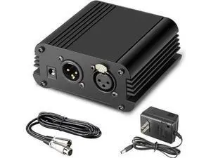 1Channel 48V Phantom Power Supply with Adapter BONUS+XLR 3 Pin Microphone Cable for Any Condenser Microphone Music Recording Equipment 1Channel 48V Phantom Power Supply with Adapter BONUS+XLR 3 Pin Microphone Cable for Any Condenser Microphone Music Recording Equipment