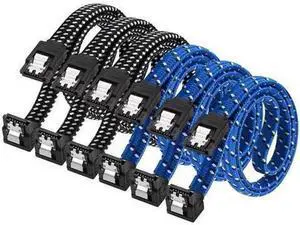 Aomoproing SATA III Cable,Nylon Braided SATA Cable III 6Gbps Straight HDD SDD Data Cable with Locking Latch 18 Inch Compatible for SATA HDD, SSD, CD Driver, CD Writer (3 Packs Black +3 Packs Blue) Aomoproing SATA III Cable,Nylon Braided SATA Cable III 6Gbps Straight HDD SDD Data Cable with Locking Latch 18 Inch Compatible for SATA HDD, SSD, CD Driver, CD Writer (3 Packs Black +3 Packs Blue)