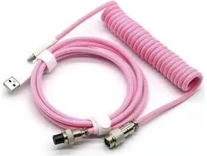 Aomoproing Coiled Keyboard Cable for Gaming Mechanical Keyboard, Handwork Braided + PET Mesh, Metal Plug, with Detachable Metal Aviator Connector, 3 Meters USB C Aviator Cable (Pink) Aomoproing Coiled Keyboard Cable for Gaming Mechanical Keyboard, Handwork Braided + PET Mesh, Metal Plug, with Detachable Metal Aviator Connector, 3 Meters USB C Aviator Cable (Pink)