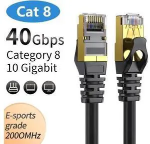 50ft / 15M CAT8 Ethernet Cable, 40Gbps 2000Mhz High Speed Gigabit SFTP Lan Network Internet Cables with RJ45 Gold Plated Connector 26AWG Cat 8 Network Wire, RJ45 Cable for Router/Modem/Xbox 50ft / 15M CAT8 Ethernet Cable, 40Gbps 2000Mhz High Speed Gigabit SFTP Lan Network Internet Cables with RJ45 Gold Plated Connector 26AWG Cat 8 Network Wire, RJ45 Cable for Router/Modem/Xbox