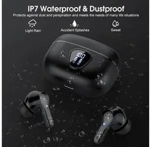True Wireless Earbuds, Bluetooth 5.3 Headphones with 4 ENC Noise Cancelling Mic, Bluetooth Earbuds 40H Playtime , Wireless Headphones in ear Earphones Deep Bass Stereo, LED Display, IP7 Waterproof True Wireless Earbuds, Bluetooth 5.3 Headphones with 4 ENC Noise Cancelling Mic, Bluetooth Earbuds 40H Playtime , Wireless Headphones in ear Earphones Deep Bass Stereo, LED Display, IP7 Waterproof