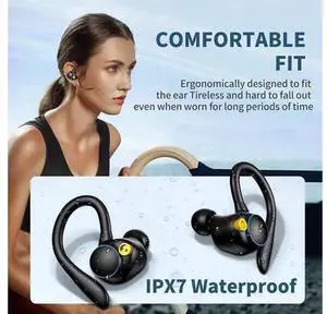 Ture Wireless Earbuds, Bluetooth 5.2 Wireless Sport Headphones, 120Hrs Playtime Wireless Earphones, IPX7 Waterproof Ear Hooks, Noise Cancelling Ear buds, Touch Control Headsets for Sports/Running/Work Ture Wireless Earbuds, Bluetooth 5.2 Wireless Sport Headphones, 120Hrs Playtime Wireless Earphones, IPX7 Waterproof Ear Hooks, Noise Cancelling Ear buds, Touch Control Headsets for Sports/Running/Work