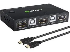 KVM Switch HDMI 2 Port Box, Share 2 Computers with one Keyboard Mouse and one HD Monitor, Support Wireless Keyboard and Mouse Connections, UHD 4K (3840x2160) Supported KVM Switch HDMI 2 Port Box, Share 2 Computers with one Keyboard Mouse and one HD Monitor, Support Wireless Keyboard and Mouse Connections, UHD 4K (3840x2160) Supported