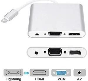 Compatible with iPhone iPad Lightning to HDMI VGA AV Adapter, Anlyso Latest 4 in 1 HDMI VGA Audio AV Converter Compatible with iPhone Xs MAX XR X 8 7 6 Plus iPad Mini Air Pro to TV Projector Monitor Compatible with iPhone iPad Lightning to HDMI VGA AV Adapter, Anlyso Latest 4 in 1 HDMI VGA Audio AV Converter Compatible with iPhone Xs MAX XR X 8 7 6 Plus iPad Mini Air Pro to TV Projector Monitor