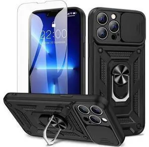 for iPhone 13 Pro Max Case, with Slide Camera Cover & Built-in 360° Rotating Kickstand & Front Screen Protector Protective Case for iPhone 13 Pro Max 6.7 inch for iPhone 13 Pro Max Case, with Slide Camera Cover & Built-in 360° Rotating Kickstand & Front Screen Protector Protective Case for iPhone 13 Pro Max 6.7 inch