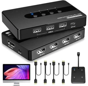 4 Port HDMI KVM Switch for 4 Computers 1 Monitor, 4 in 1 Out HDMI KVM Switches Support UHD 4K@30HZ with 3 USB 2.0 Port to Share Keyboard Mouse Printer, with Remote Control&Button Switch, Support EDID 4 Port HDMI KVM Switch for 4 Computers 1 Monitor, 4 in 1 Out HDMI KVM Switches Support UHD 4K@30HZ with 3 USB 2.0 Port to Share Keyboard Mouse Printer, with Remote Control&Button Switch, Support EDID