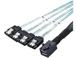 Aomoproing Internal HD Mini SAS (SFF-8643 Host) - 4X SATA (Target) Cable,SFF-8643 to 4X SATA Cable, SFF-8643 for Controller, 4 Sata Connect to Hard Drive, 1M / 3.3FT Aomoproing Internal HD Mini SAS (SFF-8643 Host) - 4X SATA (Target) Cable,SFF-8643 to 4X SATA Cable, SFF-8643 for Controller, 4 Sata Connect to Hard Drive, 1M / 3.3FT