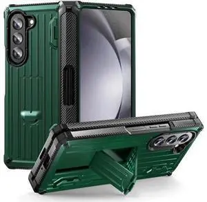 Case for Samsung Galaxy Z Fold 5 5G 2023, Military-Grade Full-Body Shockproof Phone Cover Rugged Bumper Case with Built-in Screen Protector & Kickstand & S Pen Slot Dark Green Case for Samsung Galaxy Z Fold 5 5G 2023, Military-Grade Full-Body Shockproof Phone Cover Rugged Bumper Case with Built-in Screen Protector & Kickstand & S Pen Slot Dark Green