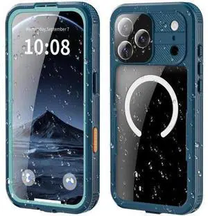 for iPhone 17 Pro Max Waterproof Case Compatible with MagSafe, Magnetic Waterproof Full Body IP68 Underwater Case Built-in Screen Protector Military Shockproof Phone Cover with Lanyard Blue for iPhone 17 Pro Max Waterproof Case Compatible with MagSafe, Magnetic Waterproof Full Body IP68 Underwater Case Built-in Screen Protector Military Shockproof Phone Cover with Lanyard Blue