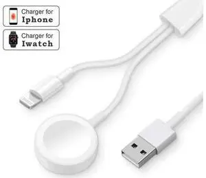 Apple Watch Charger, 2 in 1 iphone Charger With 3.3ft/1.0m Portable Charging Cable Compatible With for Apple Watch Series 4/3/2/1, iPhoneXR/XS/XS Max/X/8/8Plus/7/7Plus/6/6Plus/iPad4/iPad Air/iPad mini Apple Watch Charger, 2 in 1 iphone Charger With 3.3ft/1.0m Portable Charging Cable Compatible With for Apple Watch Series 4/3/2/1, iPhoneXR/XS/XS Max/X/8/8Plus/7/7Plus/6/6Plus/iPad4/iPad Air/iPad mini