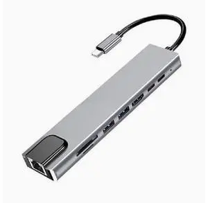 Type-C8 with 1 to 4K HDMI+RJ45 100 Mbit /TF/SD+PD65W+USB 3.0 multi-function docking station Type-C8 with 1 to 4K HDMI+RJ45 100 Mbit /TF/SD+PD65W+USB 3.0 multi-function docking station