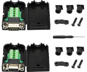Aomoproing DB9 Connector Adapter RS232 Serial Port D-SUB Adapter Plate Breakout Board Solder-Free (1-Pair Male+Female with Screwdriver, Black Rubber Core) Aomoproing DB9 Connector Adapter RS232 Serial Port D-SUB Adapter Plate Breakout Board Solder-Free (1-Pair Male+Female with Screwdriver, Black Rubber Core)