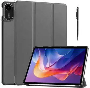Case for Xiaomi Redmi Pad 2 11 inch 2025, Tri fold Slim Hard Shell Smart Protective Cover with Multi-Angle Stand, Auto Sleep/Wake, Universal Stylus Pen Grey Case for Xiaomi Redmi Pad 2 11 inch 2025, Tri fold Slim Hard Shell Smart Protective Cover with Multi-Angle Stand, Auto Sleep/Wake, Universal Stylus Pen Grey