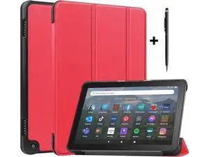 Case for Amazon Fire HD 8 and Fire HD 8 Plus (12th Generation/10th Generation, 2022/2020 Release) 8" Tablet - Ultra Lightweight Slim Shell Stand Cover Auto Wake/Sleep with Universal Stylus Pen Red Case for Amazon Fire HD 8 and Fire HD 8 Plus (12th Generation/10th Generation, 2022/2020 Release) 8" Tablet - Ultra Lightweight Slim Shell Stand Cover Auto Wake/Sleep with Universal Stylus Pen Red