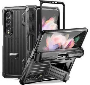 Case for Samsung Galaxy Z Fold 3 5G 2021, Military-Grade Full-Body Shockproof Rugged Bumper Case Cover with Built-in Screen Protector & Kickstand & S Pen Slot Case for Samsung Galaxy Z Fold 3 5G 2021, Military-Grade Full-Body Shockproof Rugged Bumper Case Cover with Built-in Screen Protector & Kickstand & S Pen Slot