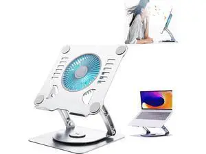 Laptop Stand with Cooling Fan Portable Aluminum Laptop Holder with 360° Rotating Base Adjustable Ergonomic Laptop Stand Foldable Computer Stand Anti-Slip Laptop Riser For 10-17 inch Laptop Tablet Laptop Stand with Cooling Fan Portable Aluminum Laptop Holder with 360° Rotating Base Adjustable Ergonomic Laptop Stand Foldable Computer Stand Anti-Slip Laptop Riser For 10-17 inch Laptop Tablet