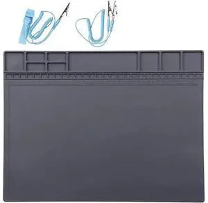 Anti-Static Mat ESD Safe for Electronic Includes ESD Wristband and Grounding Wire, Silicone Soldering Repair Mat 932°F Heat Resistant for iPhone iPad iMac, Laptop, Computer, 15.9 x 12 Grey Anti-Static Mat ESD Safe for Electronic Includes ESD Wristband and Grounding Wire, Silicone Soldering Repair Mat 932°F Heat Resistant for iPhone iPad iMac, Laptop, Computer, 15.9 x 12 Grey
