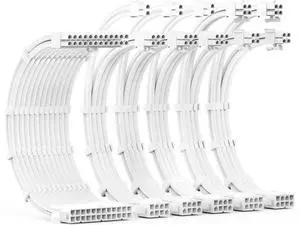 PSU Cable Extension Kit 30CM Length with Combs,1x24Pin/2x8Pin(4+4) EPS/3x8Pin(6P+2P) PCI-E/PC Sleeved for ATX Power Supply,White, All-White PSU Cable Extension Kit 30CM Length with Combs,1x24Pin/2x8Pin(4+4) EPS/3x8Pin(6P+2P) PCI-E/PC Sleeved for ATX Power Supply,White, All-White